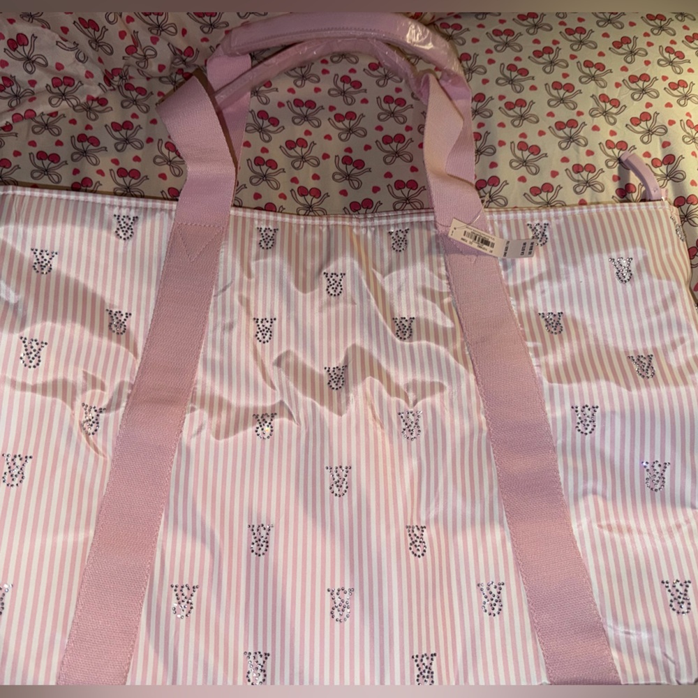 Victoria's Secret Pink and White Tote Bag